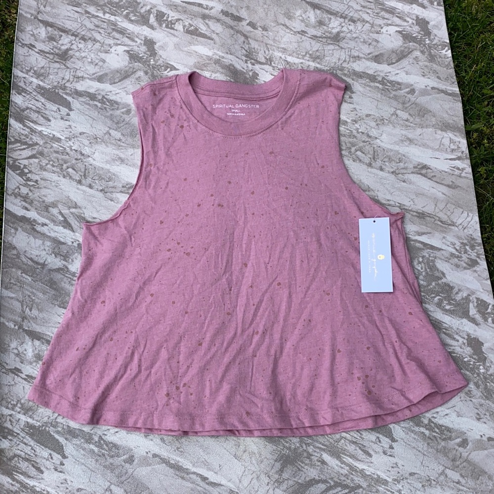 Spiritual Gangster Pink Shimmer Crop Tank Top NWT